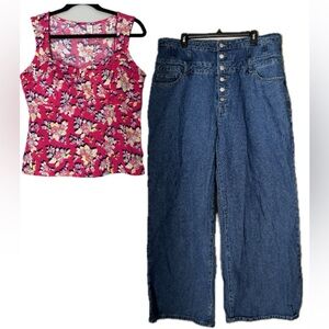 Pink Floral Top size Large